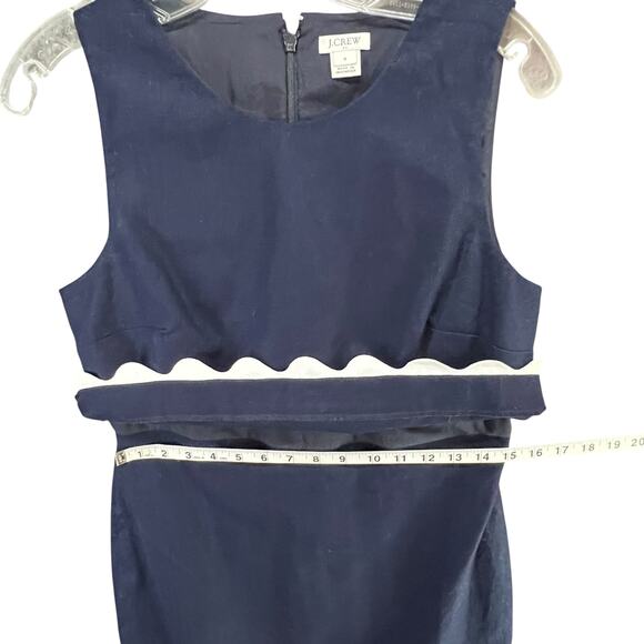 J Crew Sheath Dress Size 8 Blue White Rickrack Trim Linen Blend Classic Preppy - Picture 8 of 13